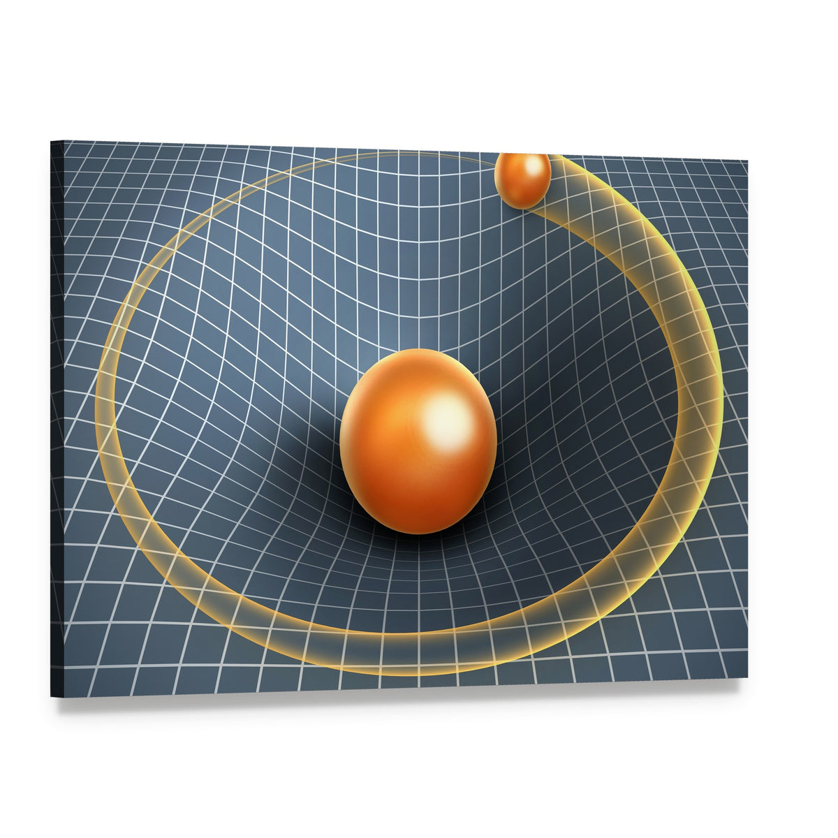 Space-time Warp with Orange Spheres Canvas Wall Art, single panel gallery wrapped canvas, angled product view
