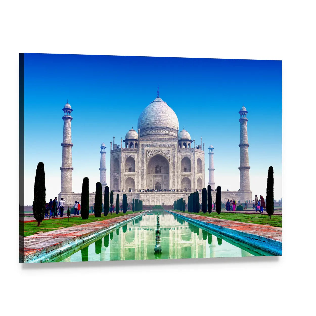 Majestic Taj Mahal Canvas Wall Art, single panel gallery wrapped canvas, angled product view