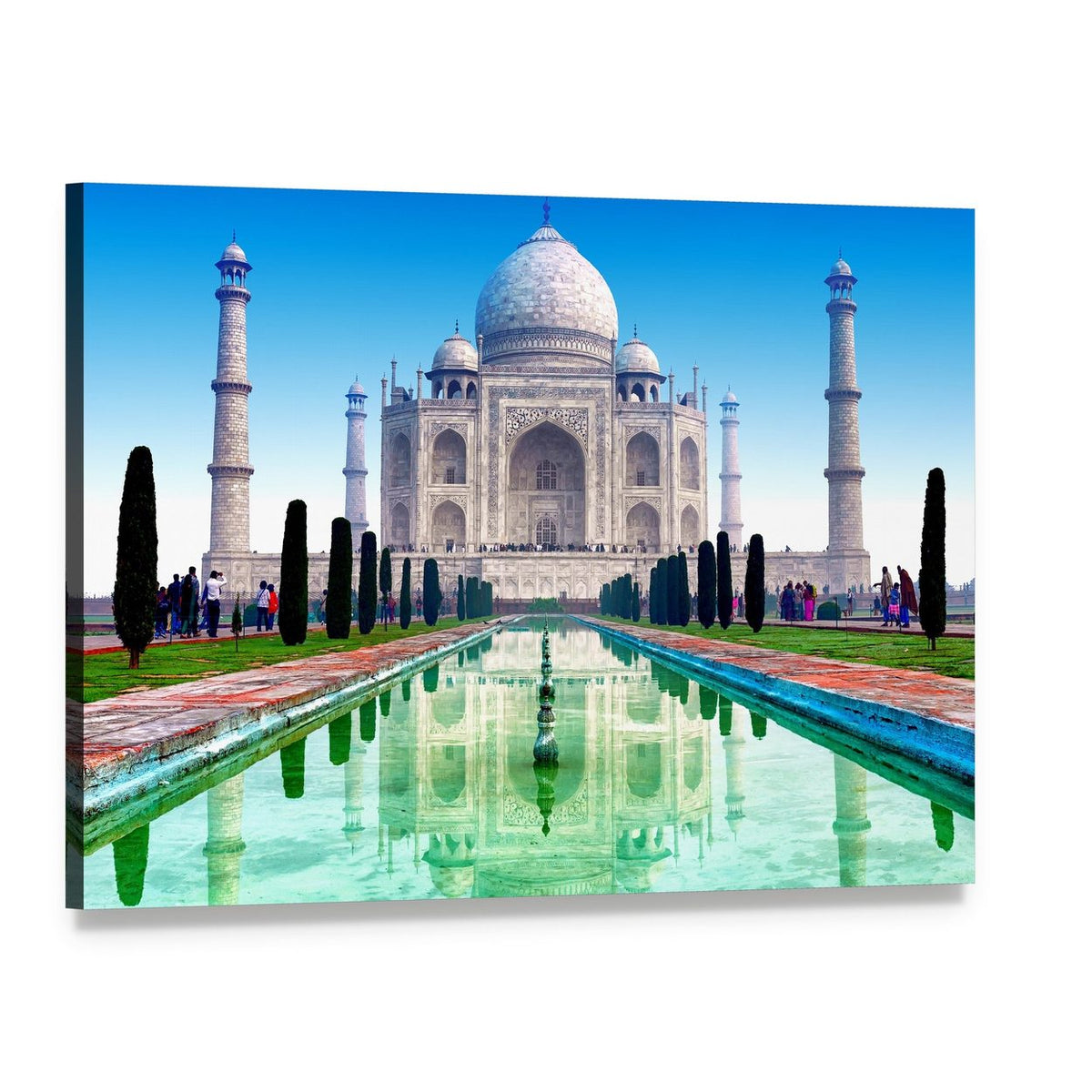 Majestic Taj Mahal Canvas Wall Art, single panel gallery wrapped canvas, angled product view