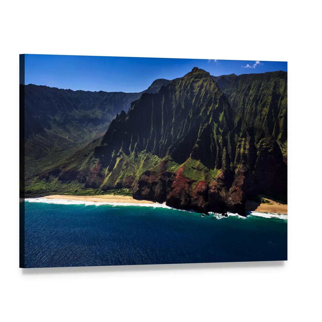 Remote Tropical Coastline Aerial View Canvas Wall Art, single panel gallery wrapped canvas, angled product view