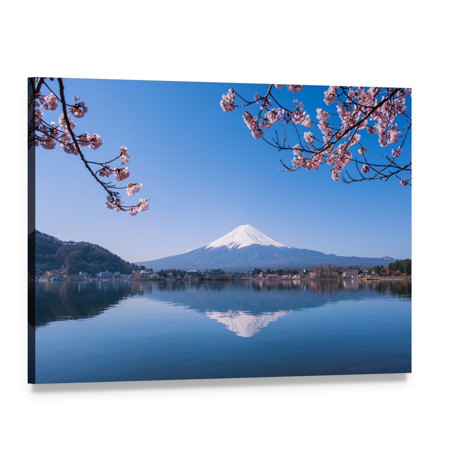 Mount Fuji and Cherry Tree Canvas Wall Art, single panel gallery wrapped canvas, angled product view