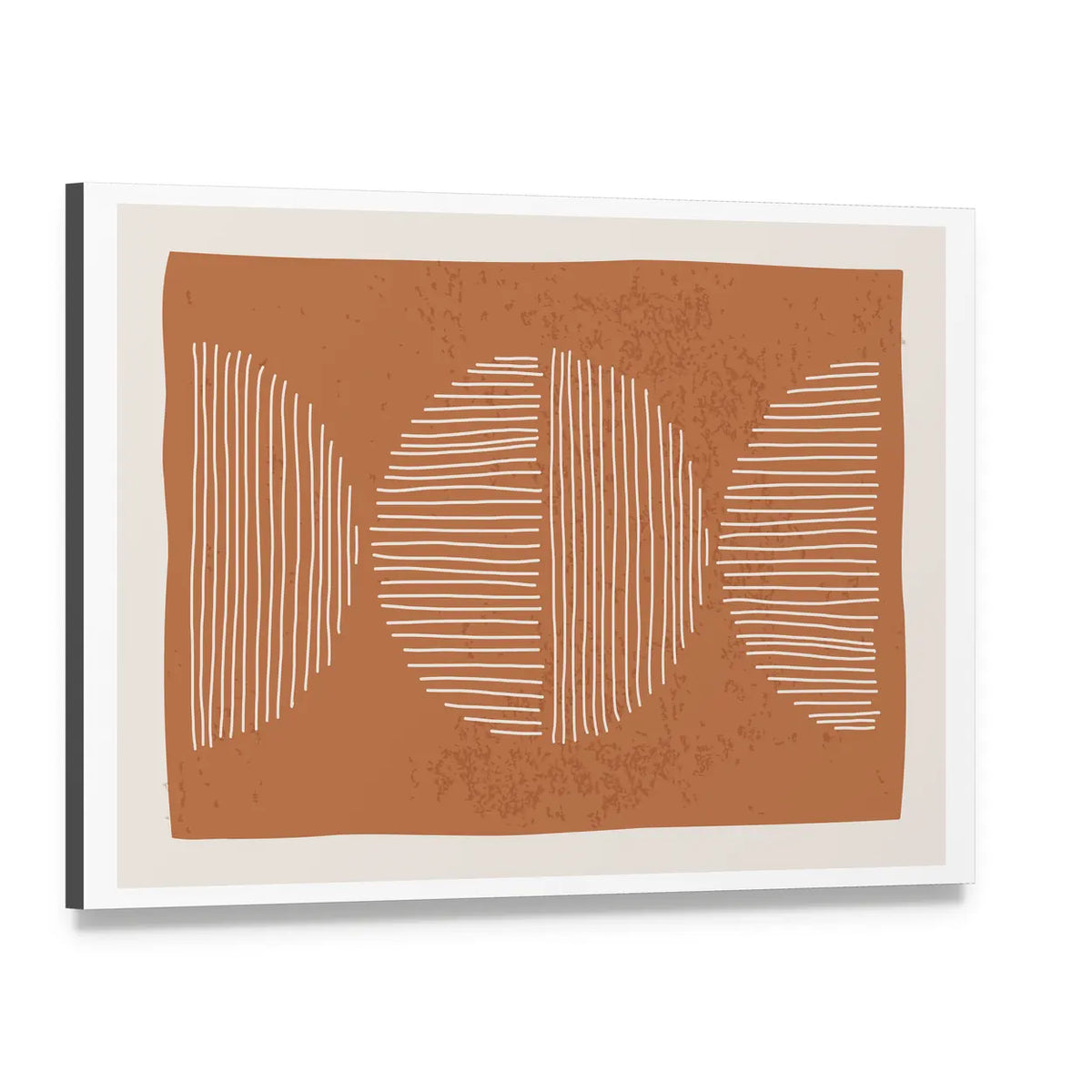 Minimalist Terracotta Geometric Circles Canvas Wall Art, single panel gallery wrapped canvas, angled product view