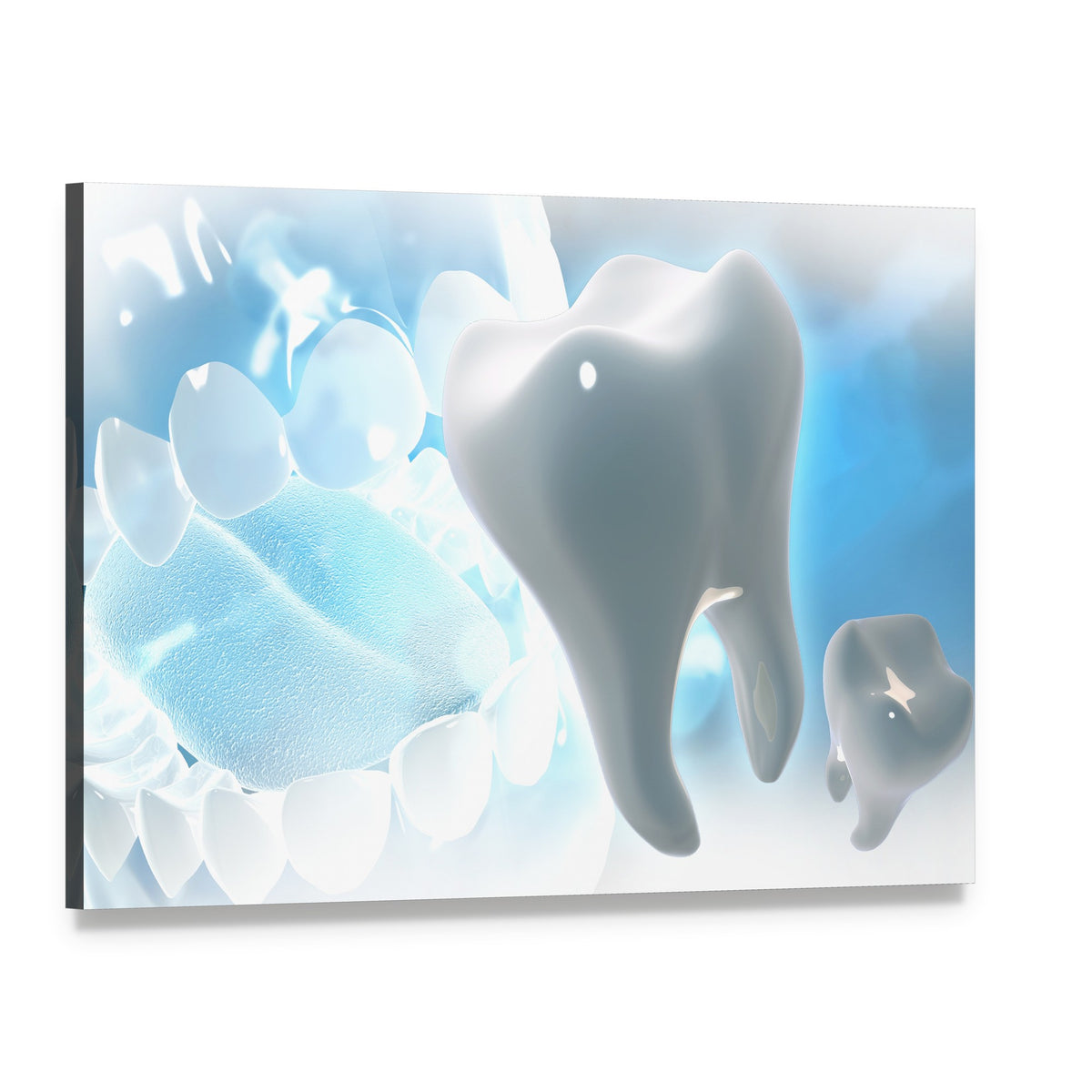 Glowing Teeth Illustration Canvas Wall Art, single panel gallery wrapped canvas, angled product view