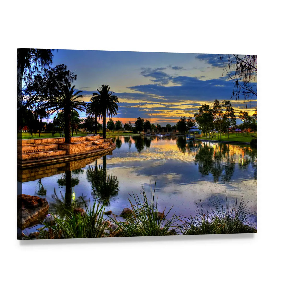 Sunrise in Perth Park Canvas Wall Art, single panel gallery wrapped canvas, angled product view