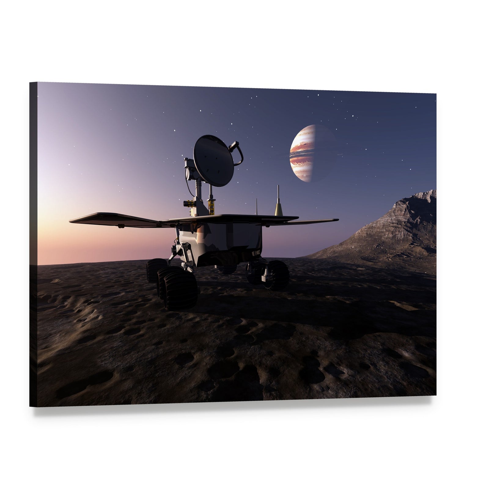 Rover on Jupiter Moon Canvas Wall Art, single panel gallery wrapped canvas, angled product view