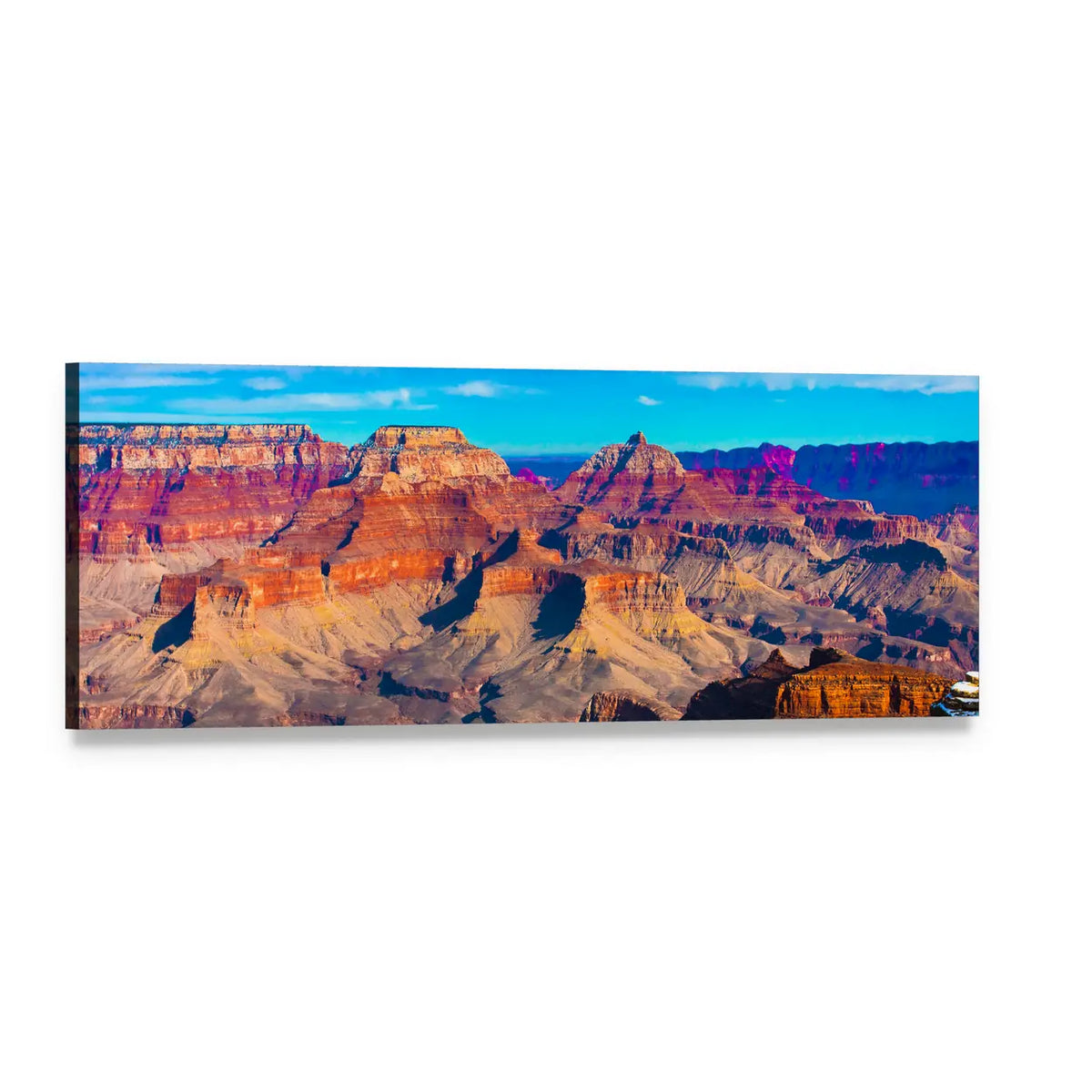 Grand Canyon Rock Layers in Daylight Panoramic Canvas Wall Art, single panel gallery wrapped canvas, angled product view