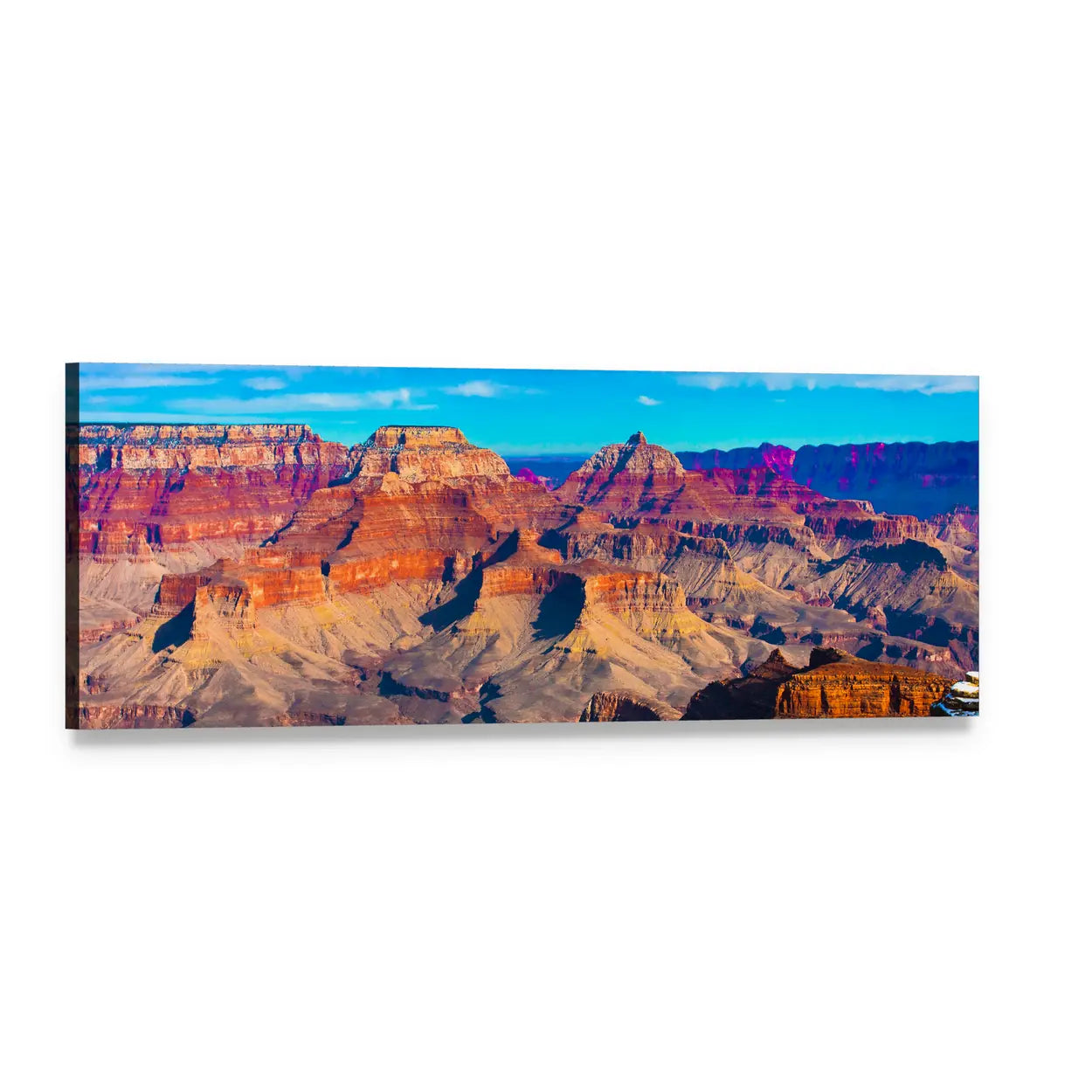 Grand Canyon Rock Layers in Daylight Panoramic Canvas Wall Art, single panel gallery wrapped canvas, angled product view