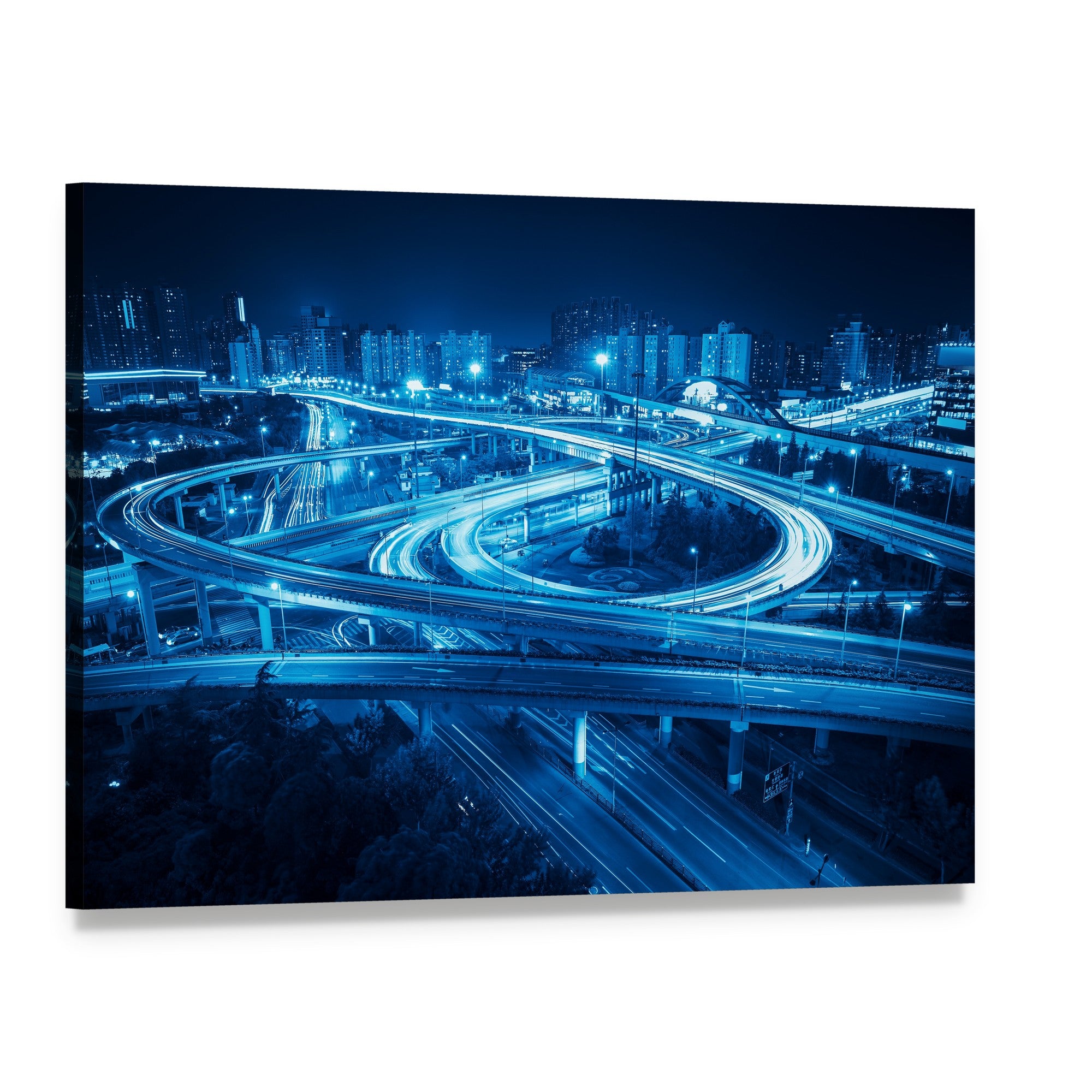 Shanghai Night Highway Interchange Canvas Wall Art, single panel gallery wrapped canvas, angled product view