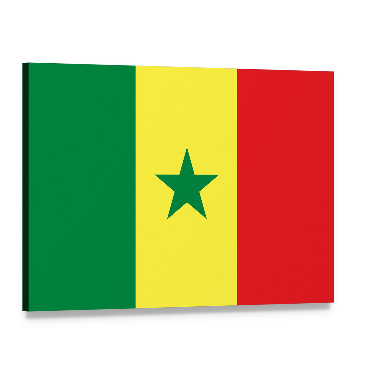 Senegal Flag with Centered Green Star Canvas Wall Art, single panel gallery wrapped canvas, angled product view