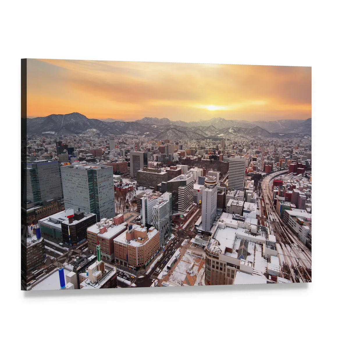 Sapporo Downtown Skyline In Hokkaido Japan Canvas Wall Art, single panel gallery wrapped canvas, angled product view