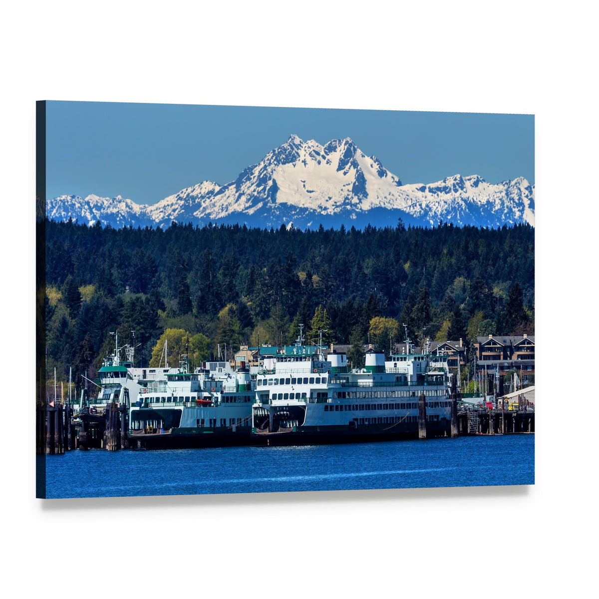Snow-capped Mount Olympus with Lake Canvas Wall Art, single panel gallery wrapped canvas, angled product view