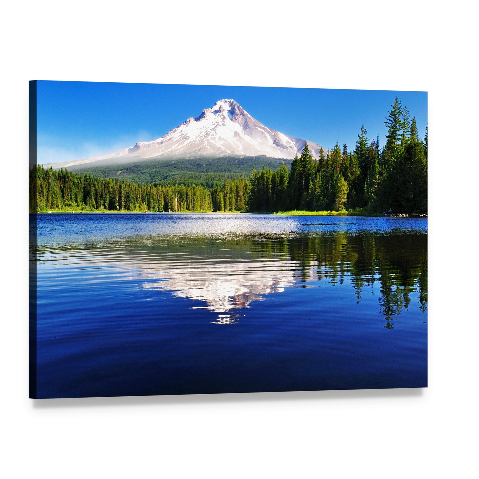Mount Hood from Lake Canvas Wall Art, single panel gallery wrapped canvas, angled product view