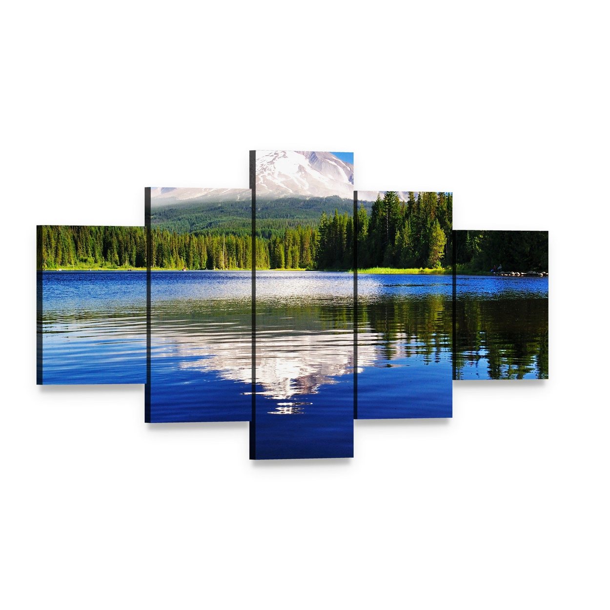 Mount Hood from Lake Canvas Wall Art, 5 panel 5 Star layout gallery wrapped canvas set, angled product view