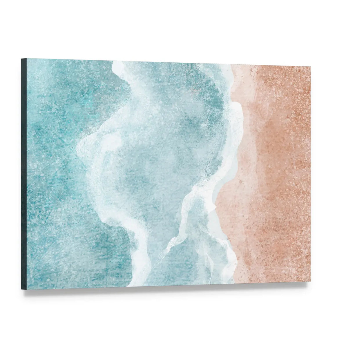 Boho Aerial Beach Seascape Canvas Wall Art, single panel gallery wrapped canvas, angled product view
