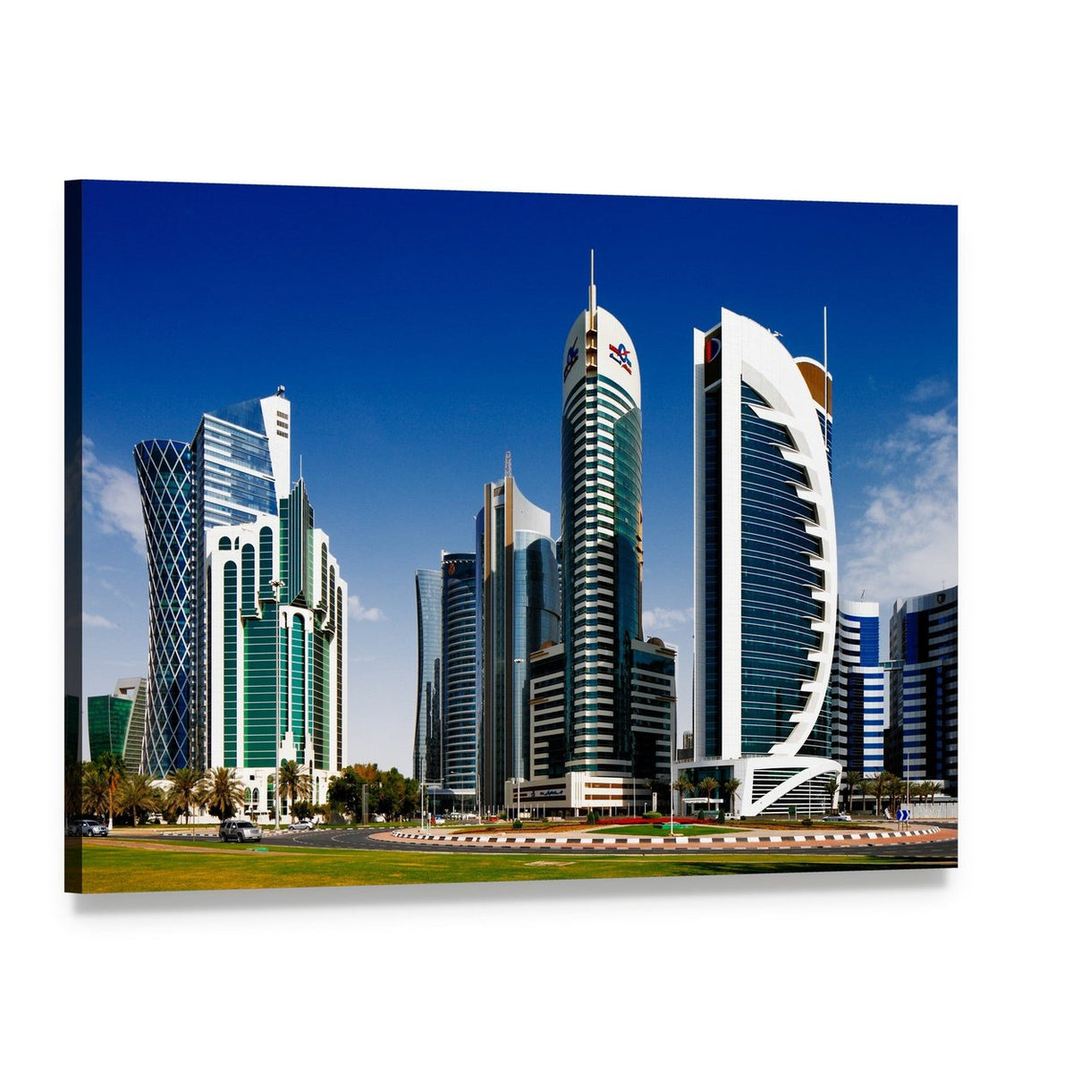 West Bay Doha Skyline Canvas Wall Art, single panel gallery wrapped canvas, angled product view