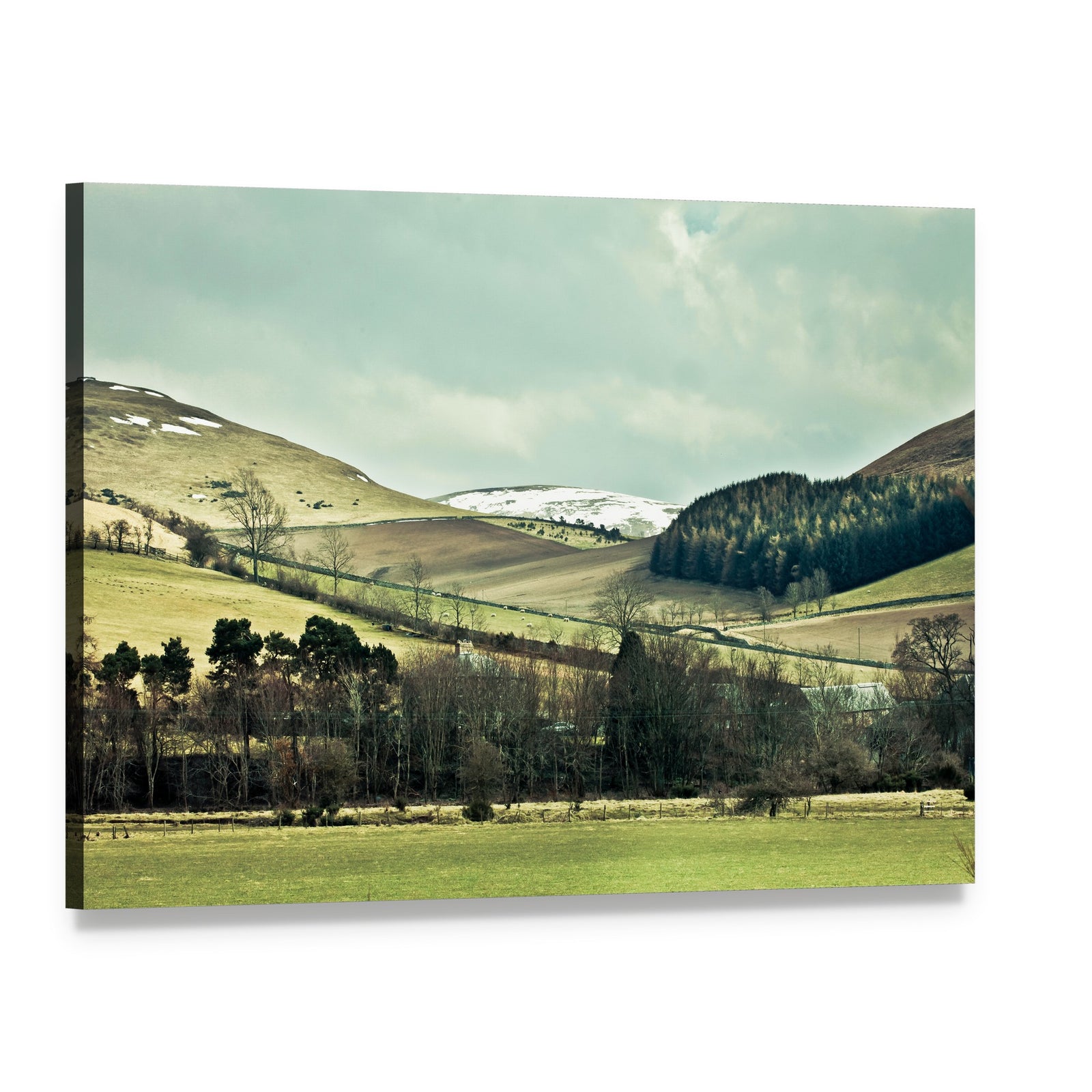 Cheviot Hills Landscape Canvas Wall Art, single panel gallery wrapped canvas, angled product view