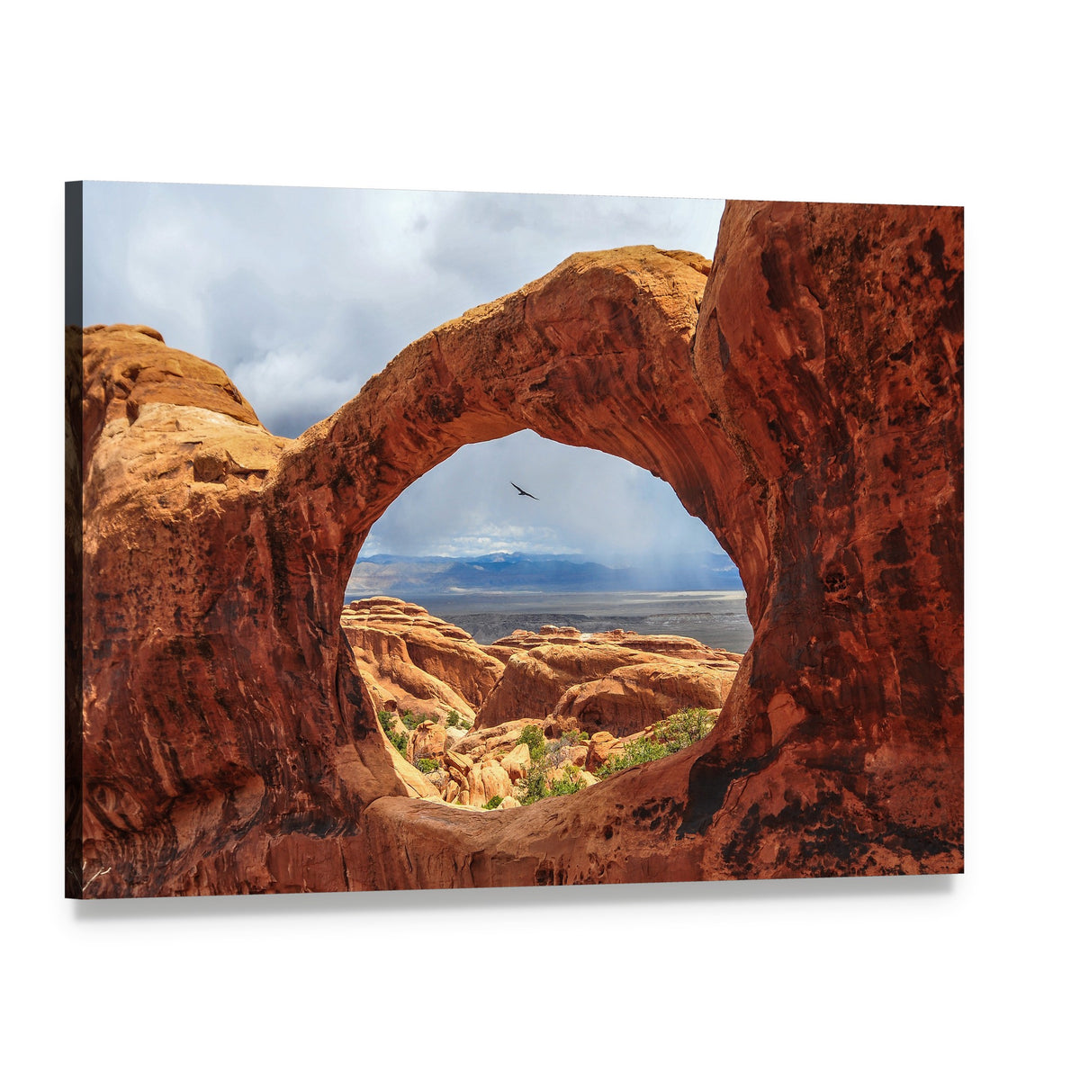 Double O Arch Utah Canvas Wall Art, single panel gallery wrapped canvas, angled product view