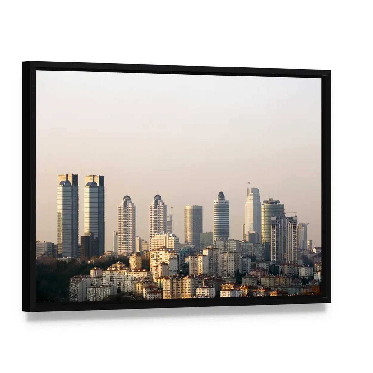 Zincirlikuyu Financial District In Istanbul Turkey Canvas Wall Art, framed canvas in a black floater frame, angled product view