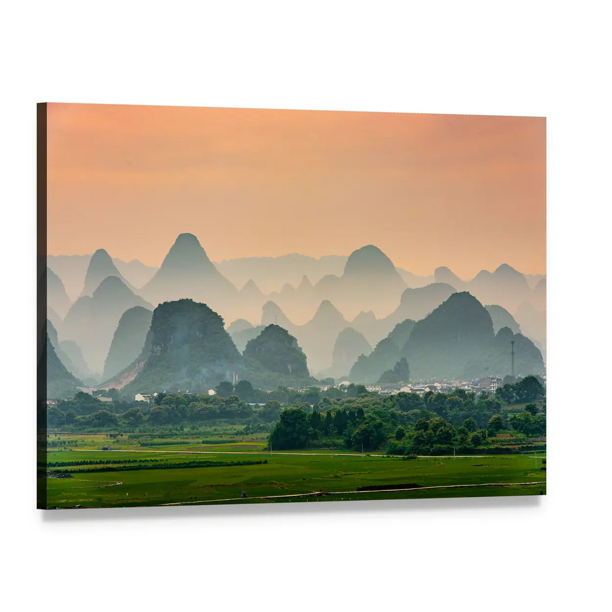Karst Mountain In Guilin China Canvas Wall Art, single panel gallery wrapped canvas, angled product view