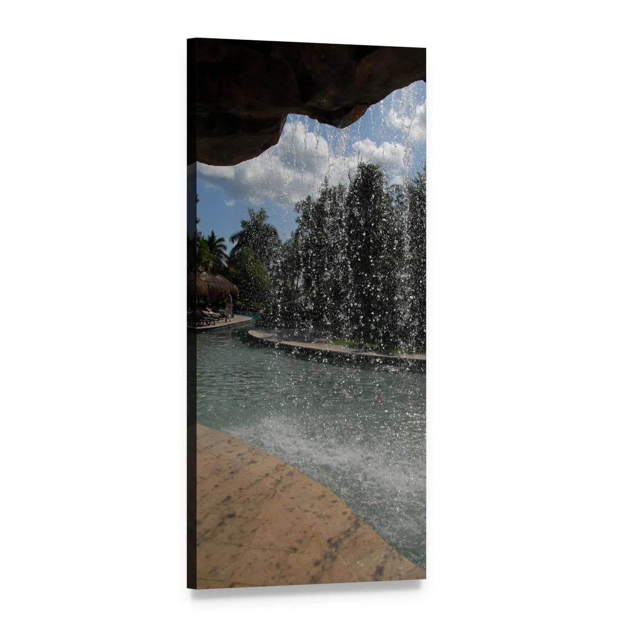 Cancun Pool Overhang View Vertical Canvas Wall Art, 1 panel 1 Vertical layout gallery wrapped canvas set, angled product view