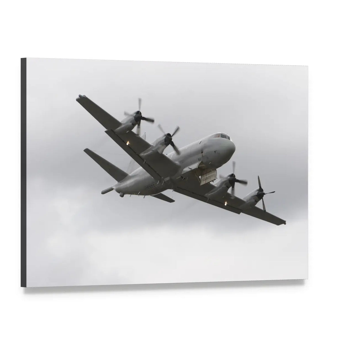 Four-engine Military Surveillance Plane Canvas Wall Art, single panel gallery wrapped canvas, angled product view