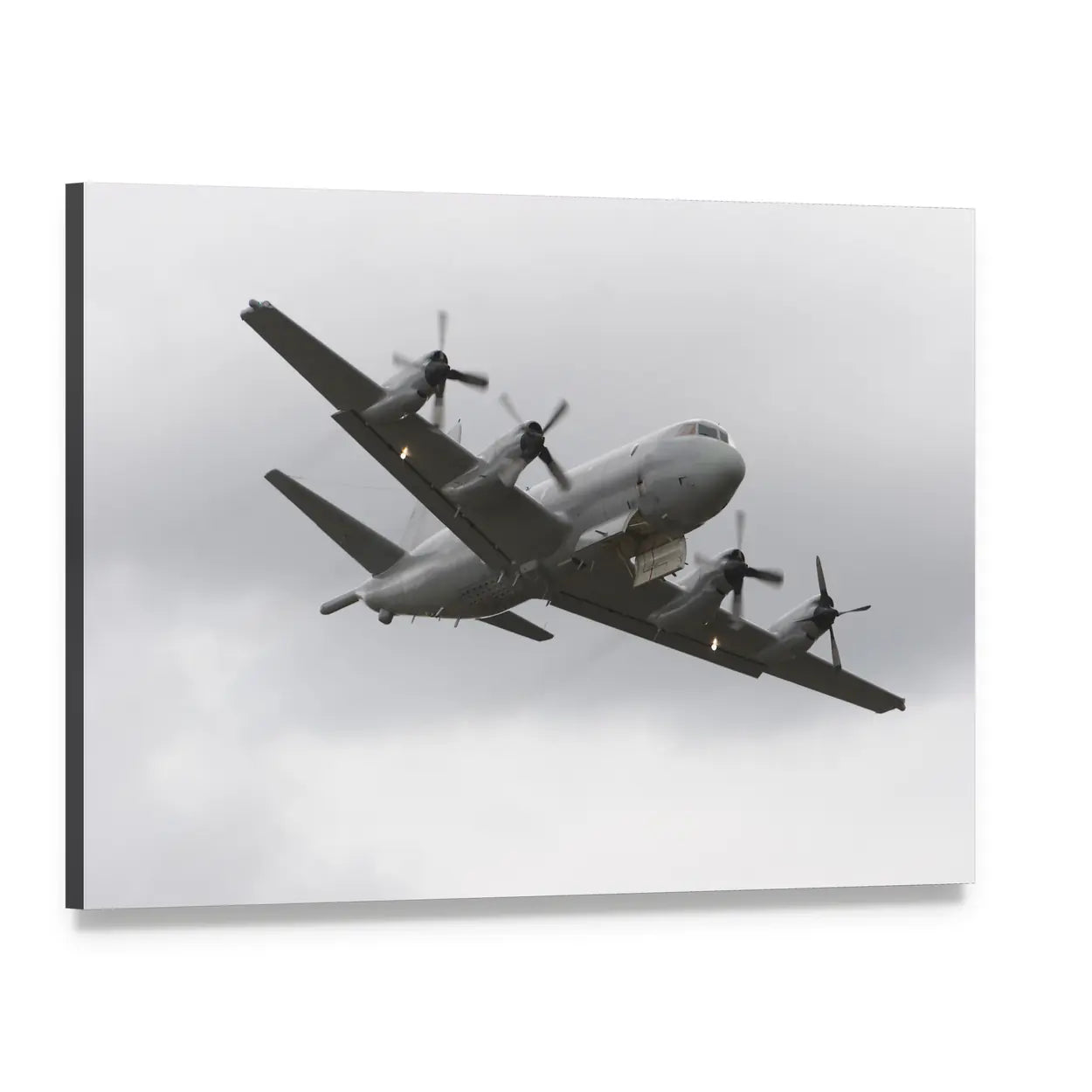 Four-engine Military Surveillance Plane Canvas Wall Art, single panel gallery wrapped canvas, angled product view