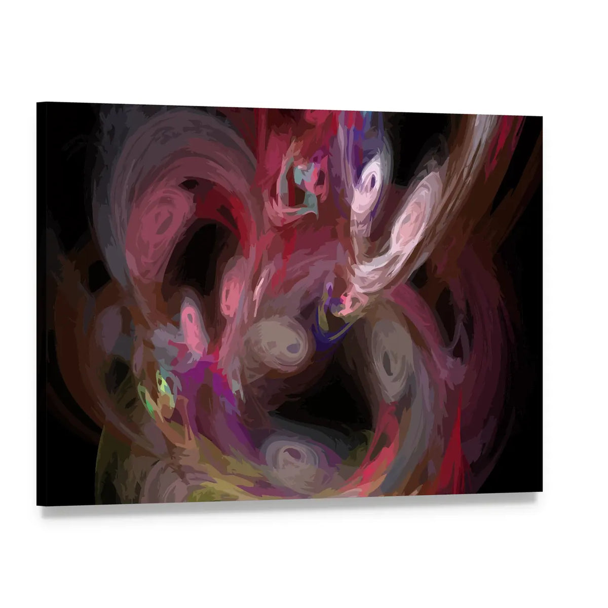 Colorful Digital Fractal Canvas Wall Art, single panel gallery wrapped canvas, angled product view