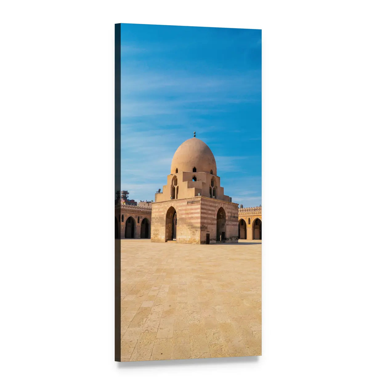 Ibn Tulun Mosque Courtyard Vertical Canvas Wall Art, 1 panel 1 Vertical layout gallery wrapped canvas set, angled product view