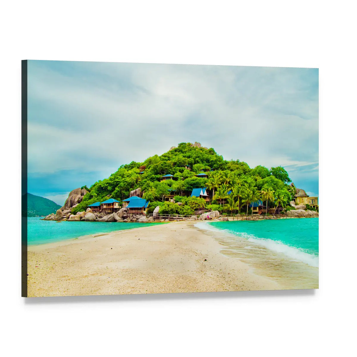 Tropical Island Beach in Thailand Canvas Wall Art, single panel gallery wrapped canvas, angled product view