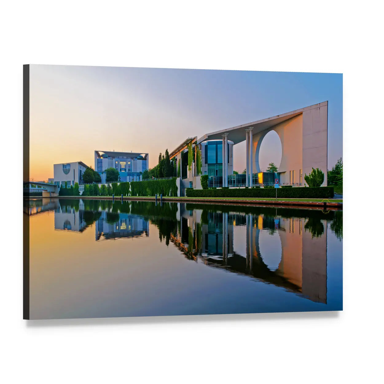 Bundeskanzleramt Berlin at Sunset Canvas Wall Art, single panel gallery wrapped canvas, angled product view