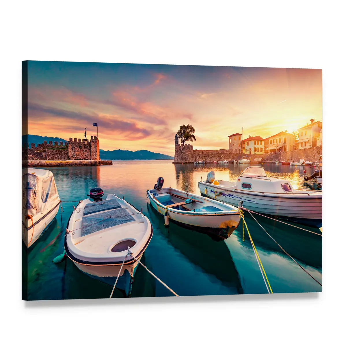 Gulf Of Corinth In Greece Canvas Wall Art, single panel gallery wrapped canvas, angled product view