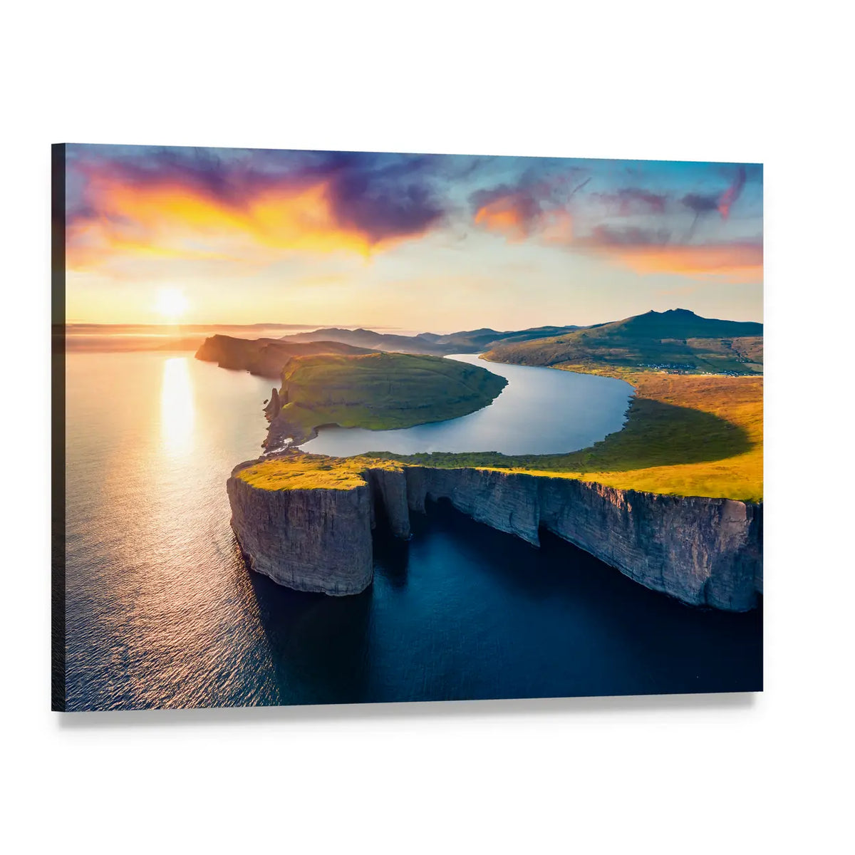 Sorvagsvatn Lake In Vagar Faroe Islands Canvas Wall Art, single panel gallery wrapped canvas, angled product view