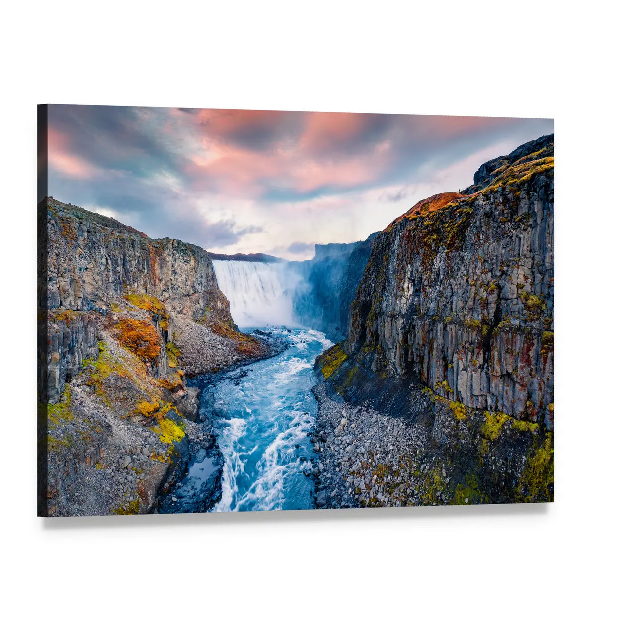 Dettifoss Waterfall In Iceland Canvas Wall Art, single panel gallery wrapped canvas, angled product view