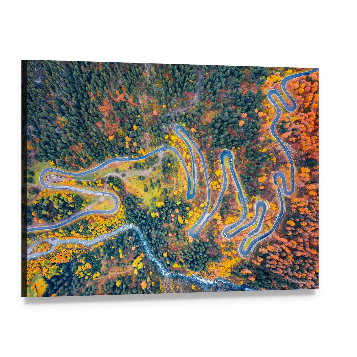 Aerial View Of Maloya Pass In Switzerland Canvas Wall Art, single panel gallery wrapped canvas, angled product view