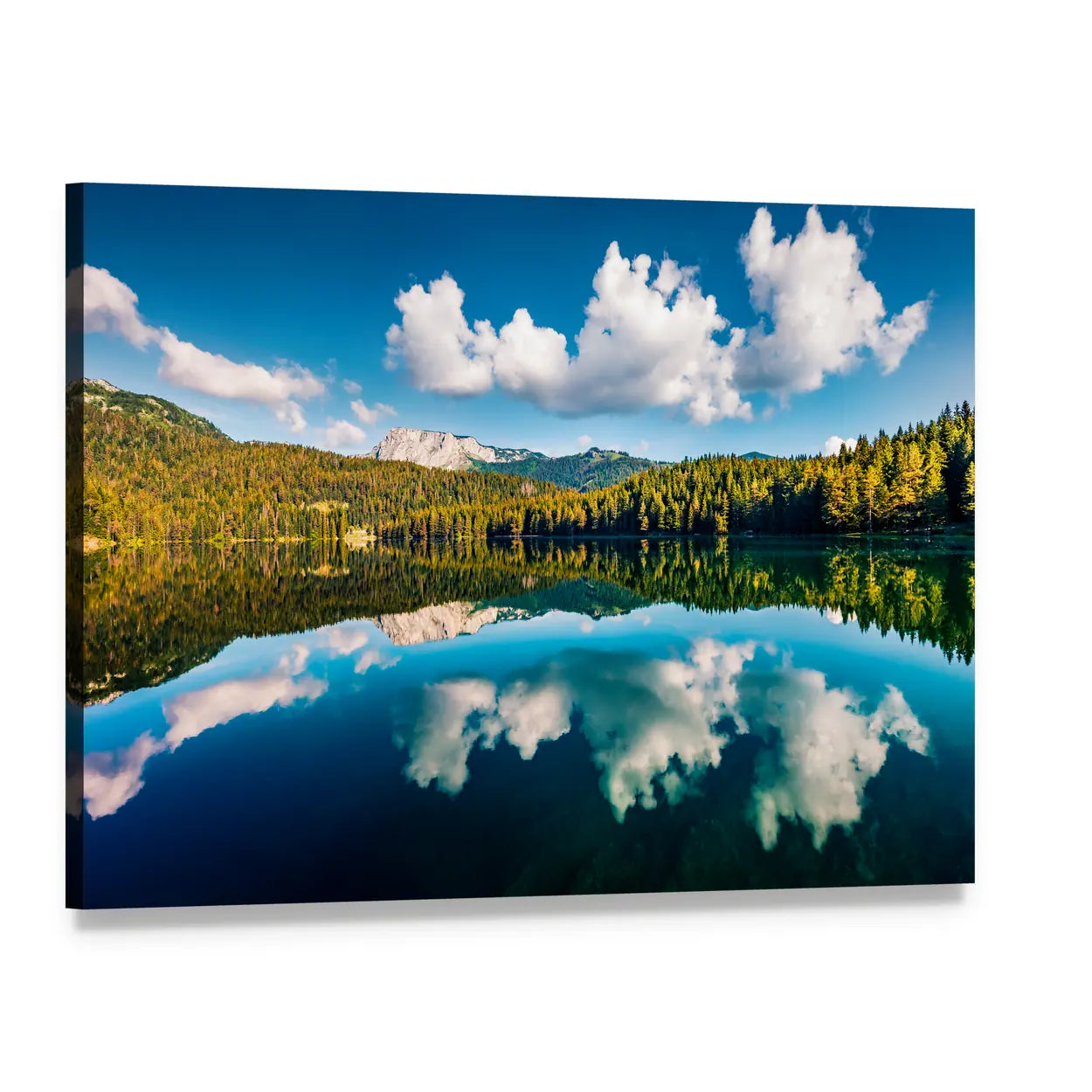 Black Lake Crno Jezero In Montenegro Canvas Wall Art, single panel gallery wrapped canvas, angled product view