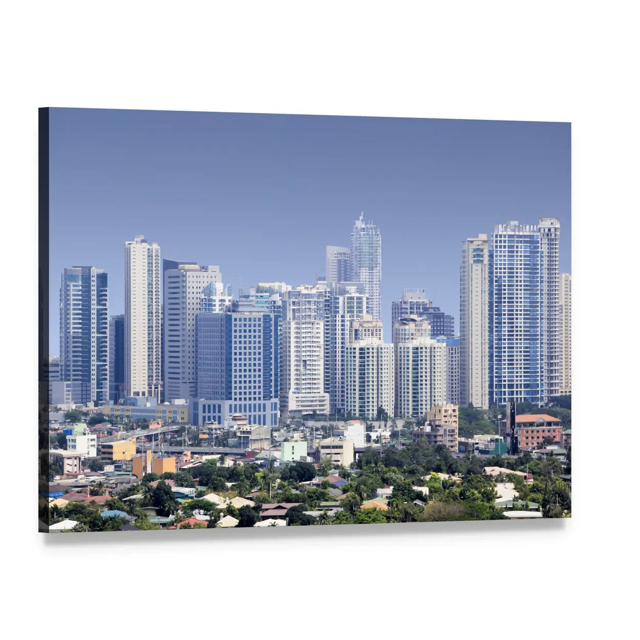 Fort Bonifacio Skyscrapers Philippines Canvas Wall Art, single panel gallery wrapped canvas, angled product view