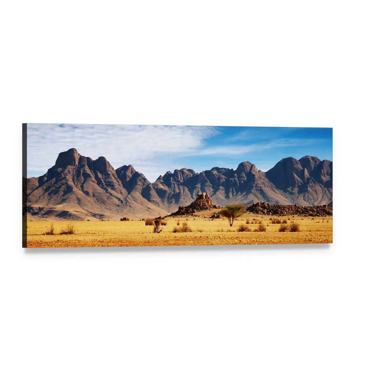 Rocks of the Namib Desert Panoramic Canvas Wall Art, single panel gallery wrapped canvas, angled product view