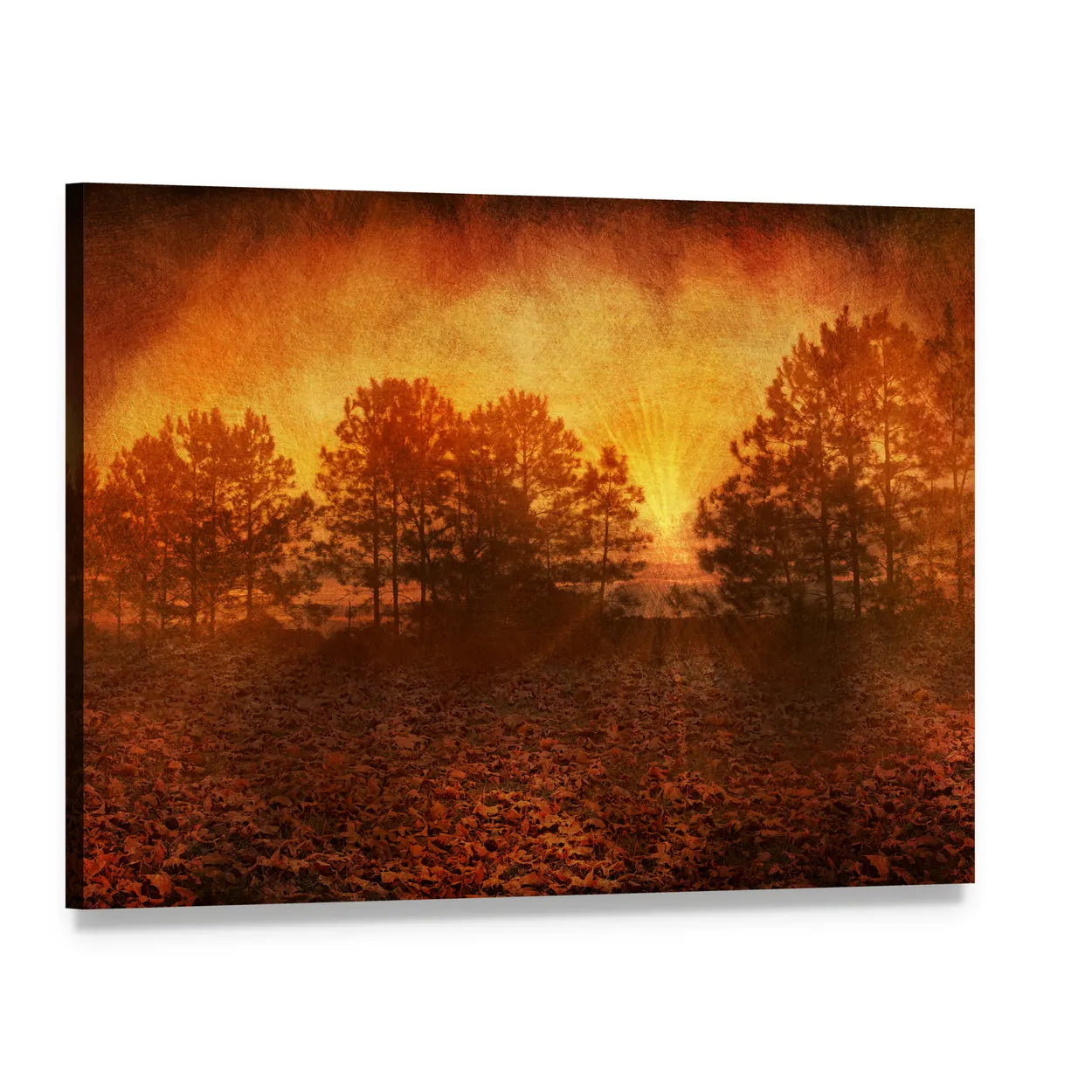 Rusty Golden Textured Autumn Field Canvas Wall Art, single panel gallery wrapped canvas, angled product view