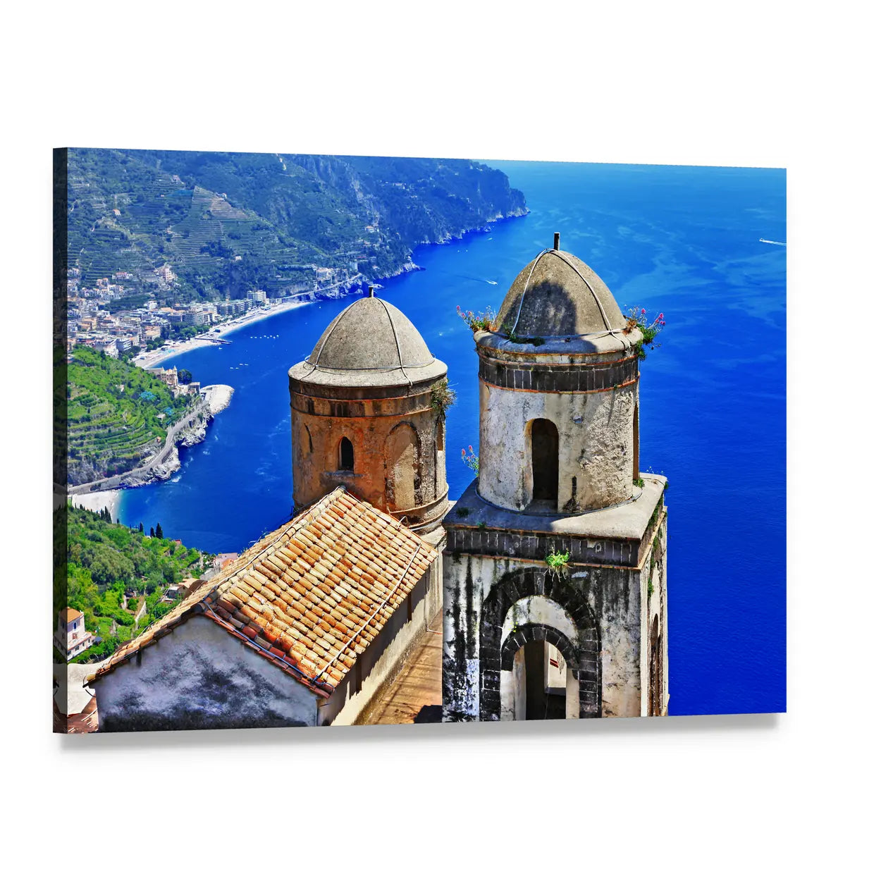 Ravello Village on Amalfi Coast Canvas Wall Art, single panel gallery wrapped canvas, angled product view
