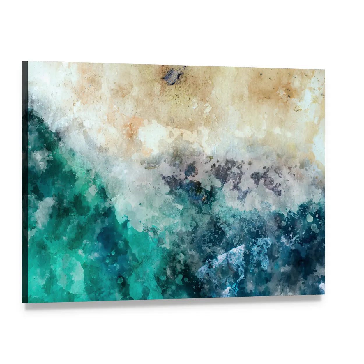 Ocean And Beach Abstract Canvas Wall Art, single panel gallery wrapped canvas, angled product view