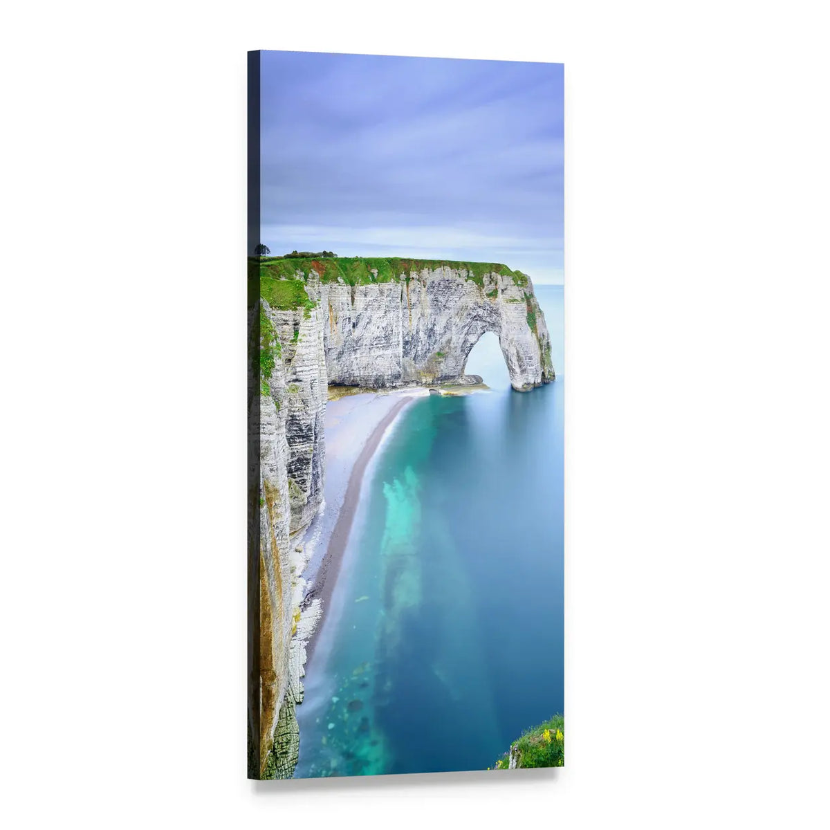 La Manneporte Coastal Rock Arch Vertical Canvas Wall Art, 1 panel 1 Vertical layout gallery wrapped canvas set, angled product view