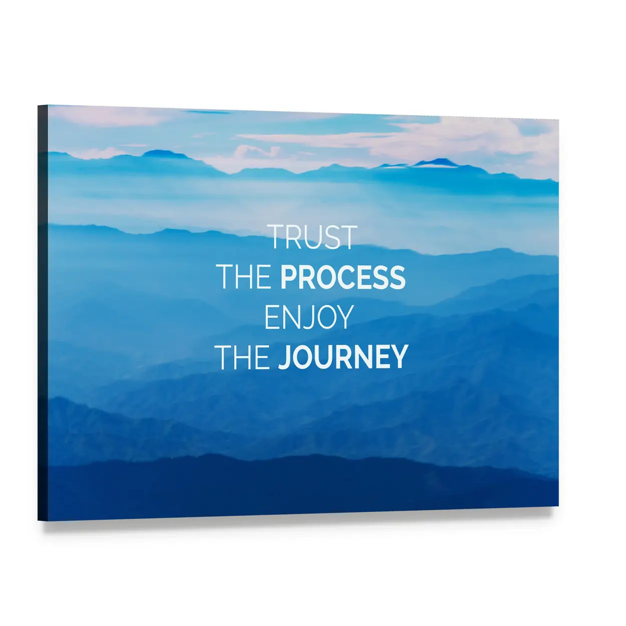 Trust the Process Enjoy the Journey Quote Canvas Wall Art, single panel gallery wrapped canvas, angled product view