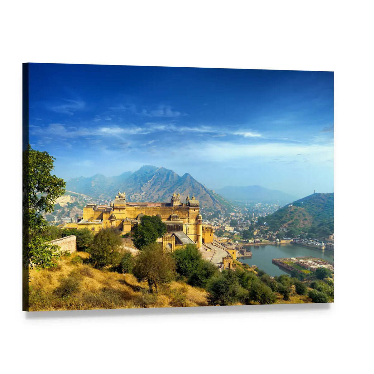 Amber Fort in Rajasthan Canvas Wall Art, single panel gallery wrapped canvas, angled product view