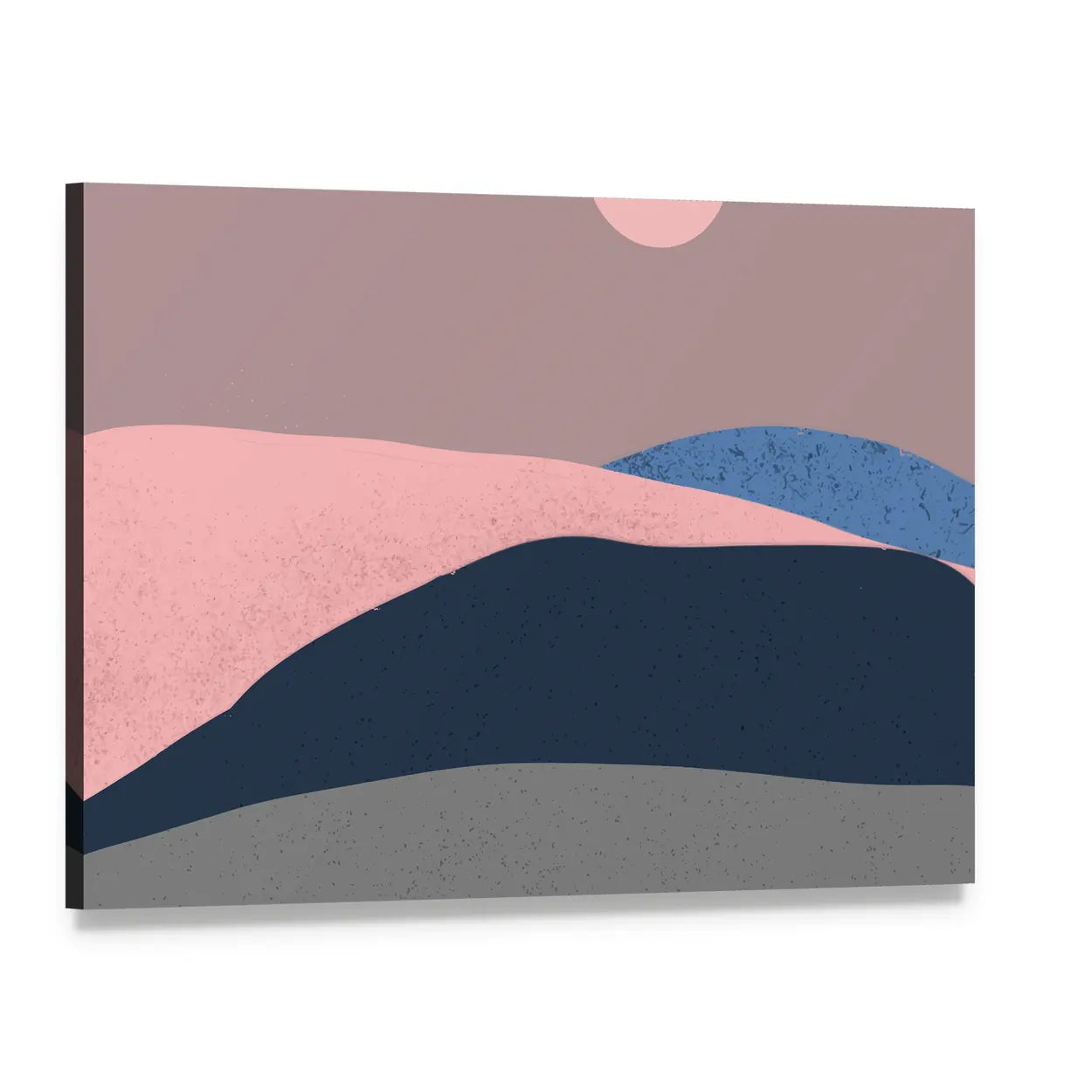 Minimalist Mountain Landscape Canvas Wall Art, single panel gallery wrapped canvas, angled product view