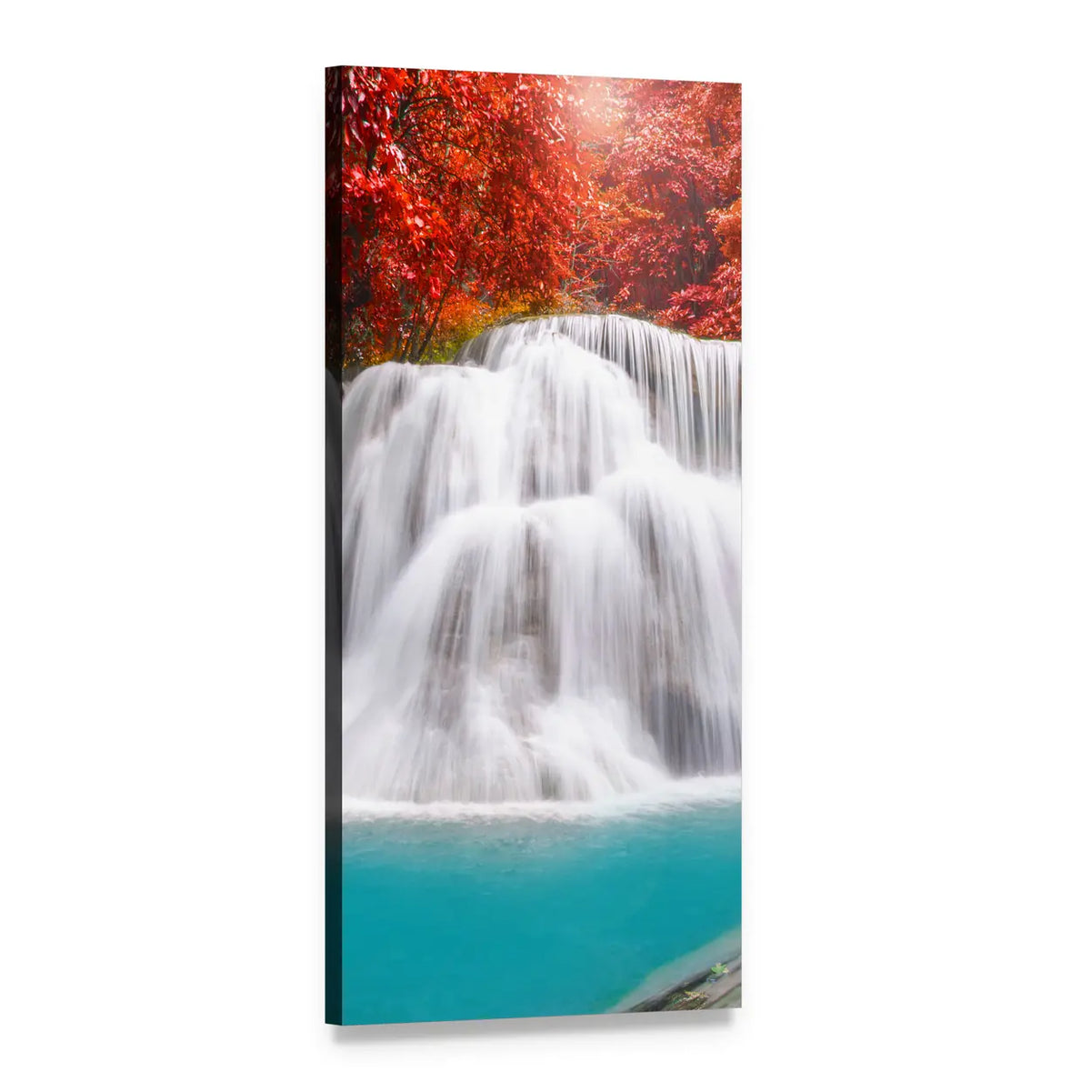 Huay Mae Kamin Waterfall, Kanchanaburi Vertical Canvas Wall Art, 1 panel 1 Vertical layout gallery wrapped canvas set, angled product view