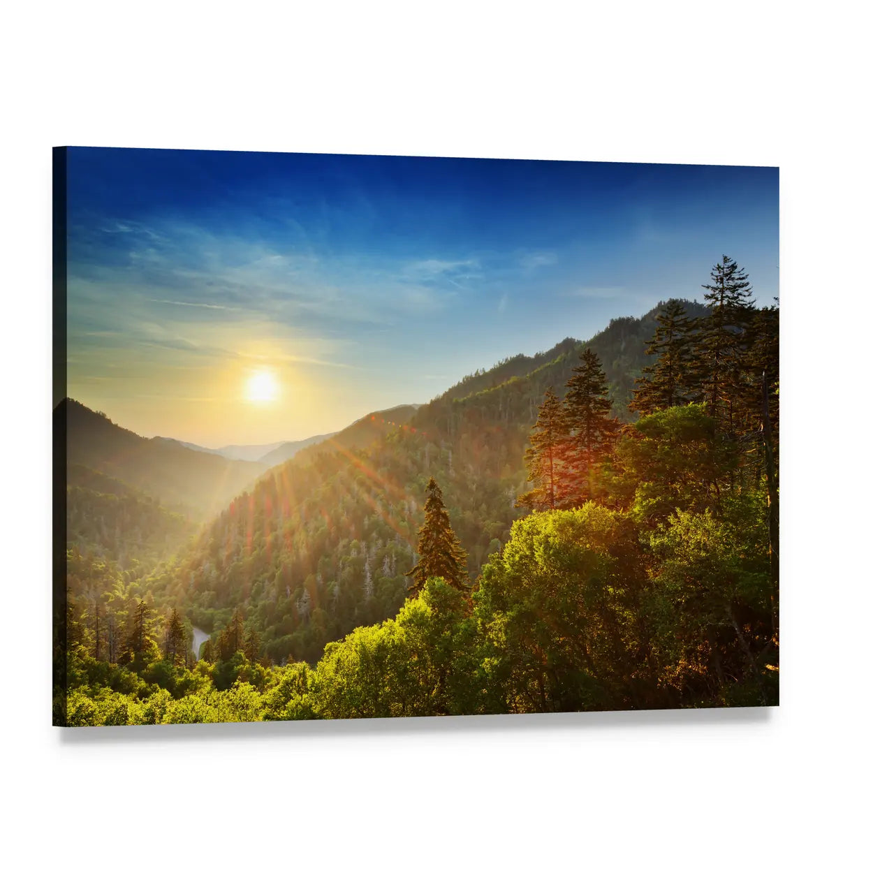 Sunset at Newfound Gap, Great Smoky Mountains Canvas Wall Art, single panel gallery wrapped canvas, angled product view