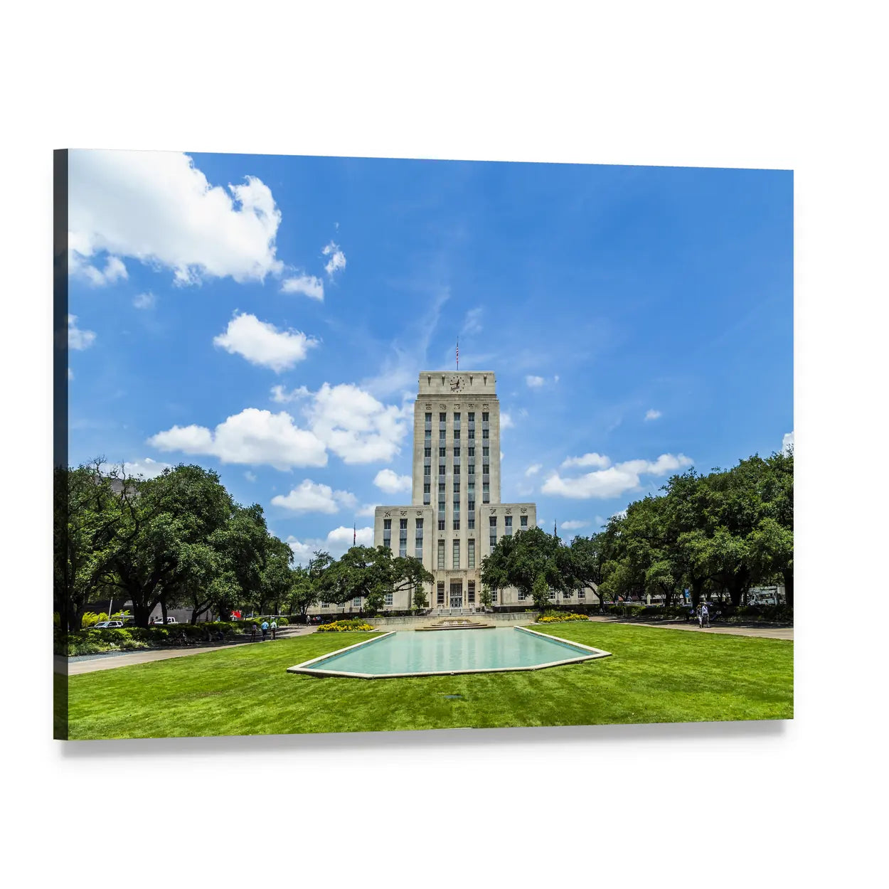 Houston City Hall Canvas Wall Art, single panel gallery wrapped canvas, angled product view