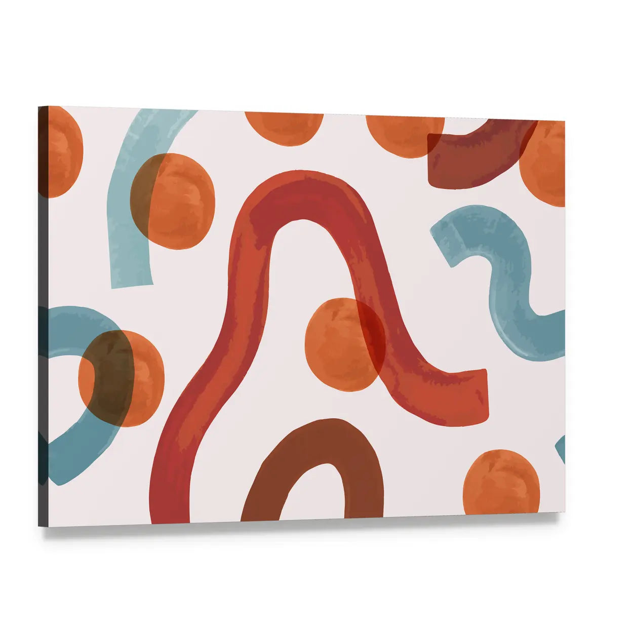 Minimal Watercolor Waves Canvas Wall Art, single panel gallery wrapped canvas, angled product view