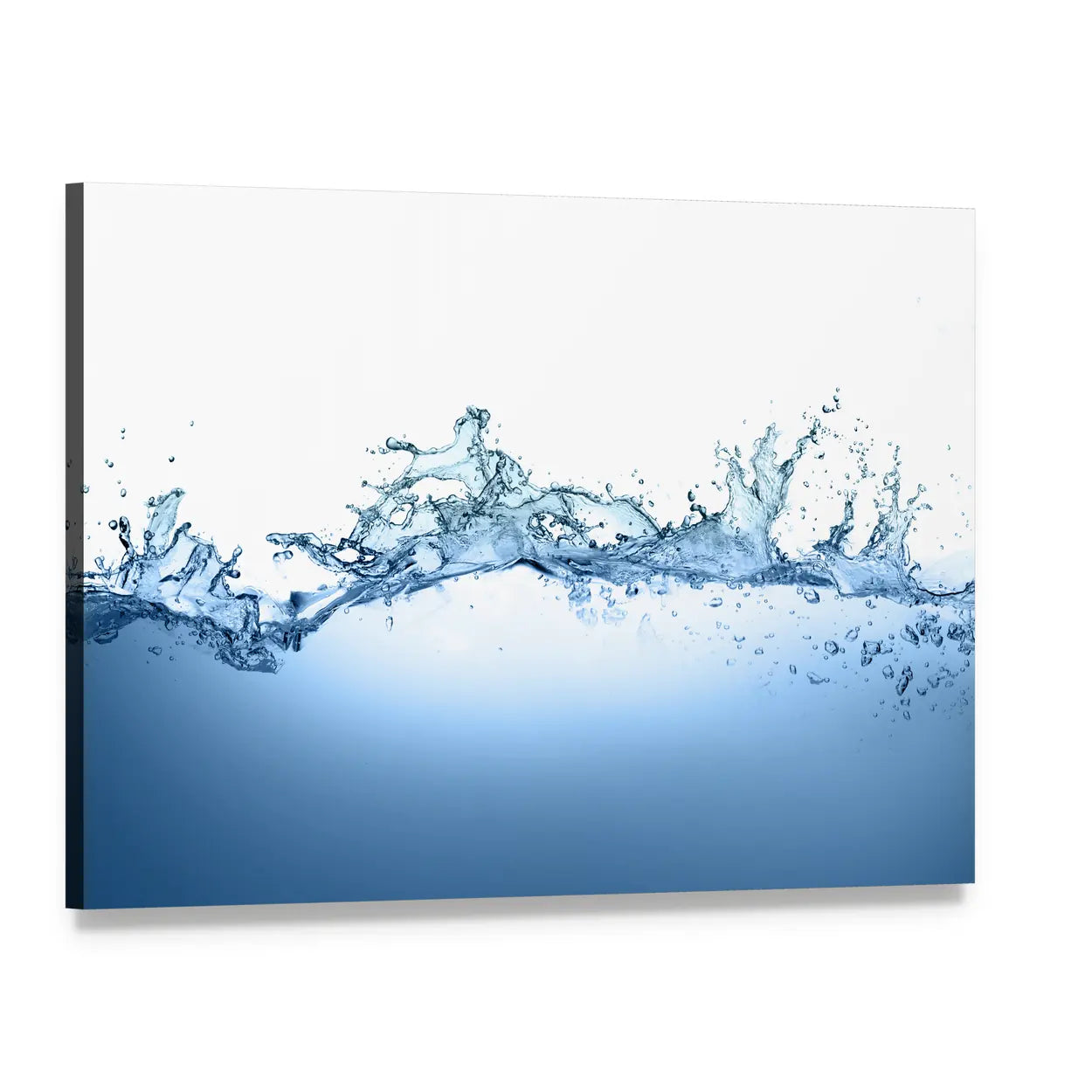 High-speed Water Splash with Bubbles Canvas Wall Art, single panel gallery wrapped canvas, angled product view