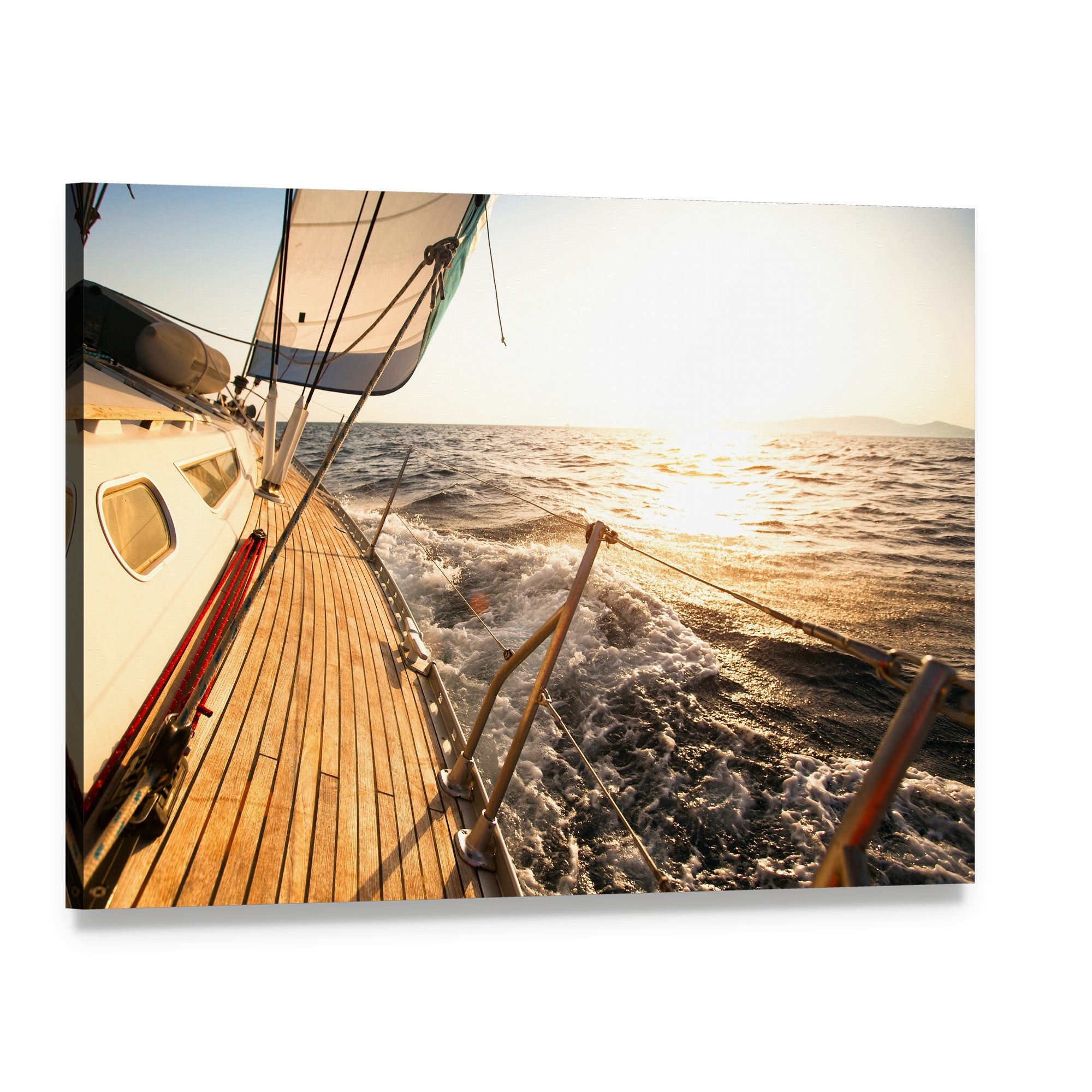 Yacht Sailing Regatta Canvas Wall Art, single panel gallery wrapped canvas, angled product view